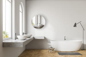 Ronde spiegel voor in de badkamer - verzilverd 70 cm